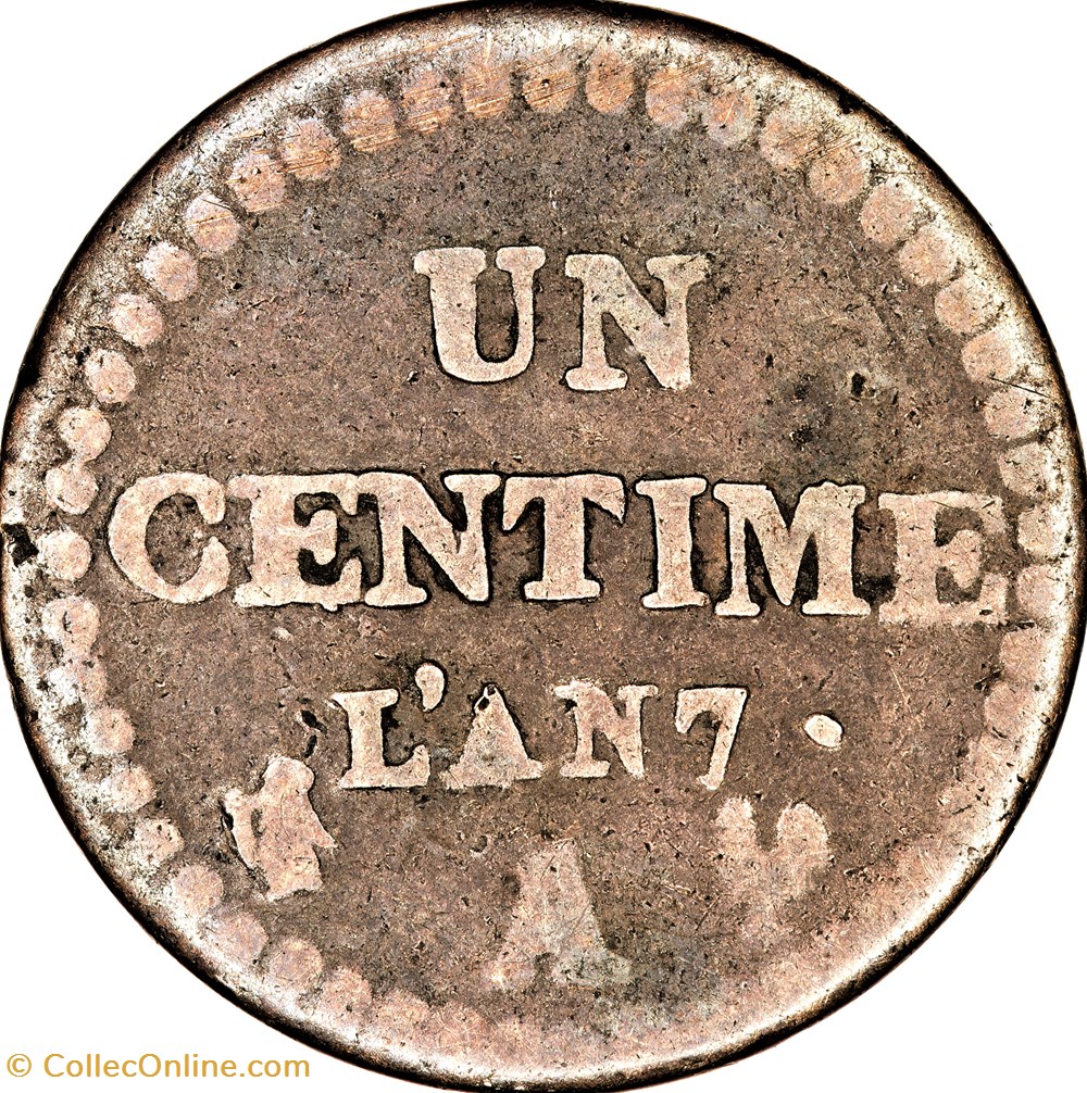 Un centime Dupré, le Directoire, an 7, 7 normal, 53 / 50 perles, Paris monnaies monde france un centime dupre le directoire an 7 7 normal 53 50 perles paris