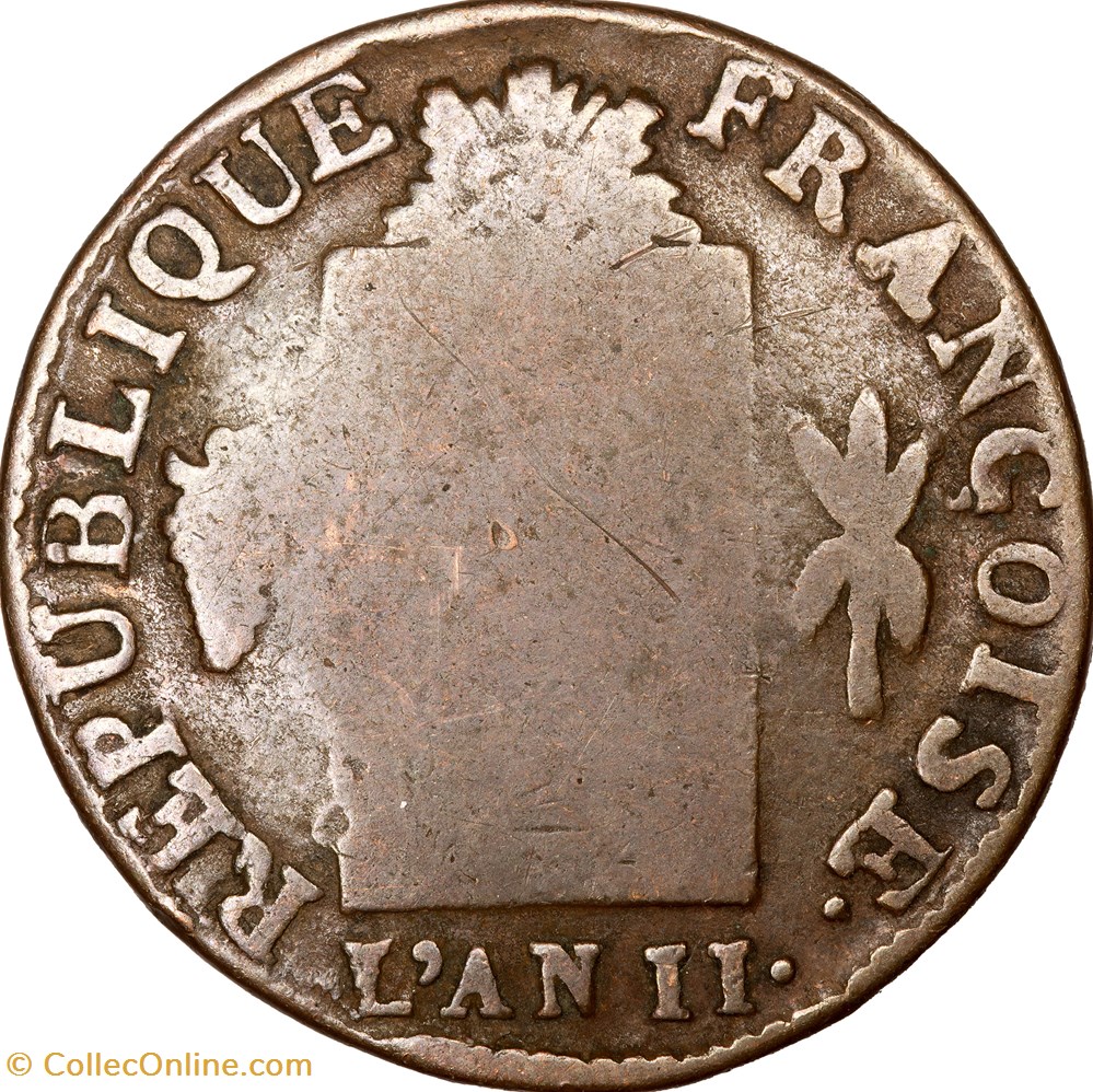 Sol à la table de la loi, daté, la Convention, 1793, an II, Bayonne monnaies monde france sol a la table de la loi date la convention 1793 an ii bayonne