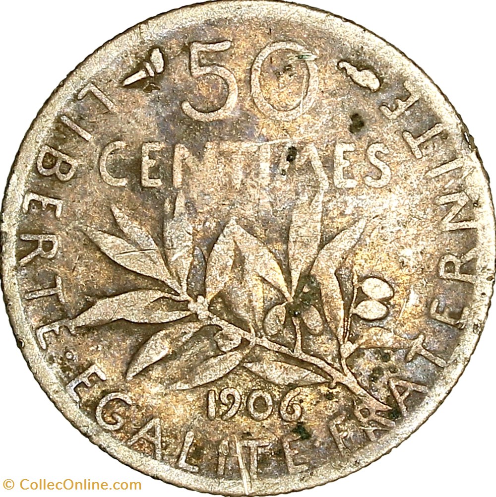 monnaies monde france 50 centimes semeuse iiie republique 1906