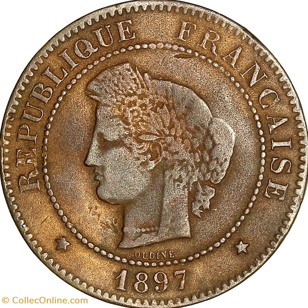 5 centimes Cérès, IIIe République, 1897, torche, Paris monnaies monde france 5 centimes ceres iiie republique 1897 torche paris