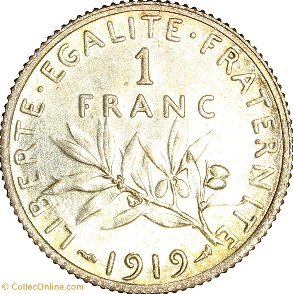 1 franc Semeuse, IIIe République, 1919 monnaies monde france 1 franc semeuse iiie republique 1919