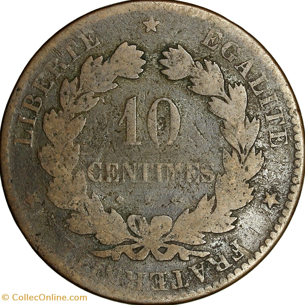 10 centimes Cérès, IIIe République, 1876, Bordeaux monnaies monde france 10 centimes ceres iiie republique 1876 bordeaux