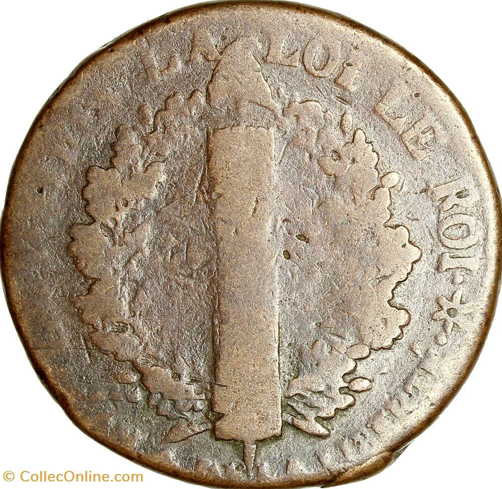 2 sols au faisceau, type Français, Louis XVI, 1792, an 4, Strasbourg monnaies monde france 2 sols au faisceau type francais louis xvi 1792 an 4 strasbourg