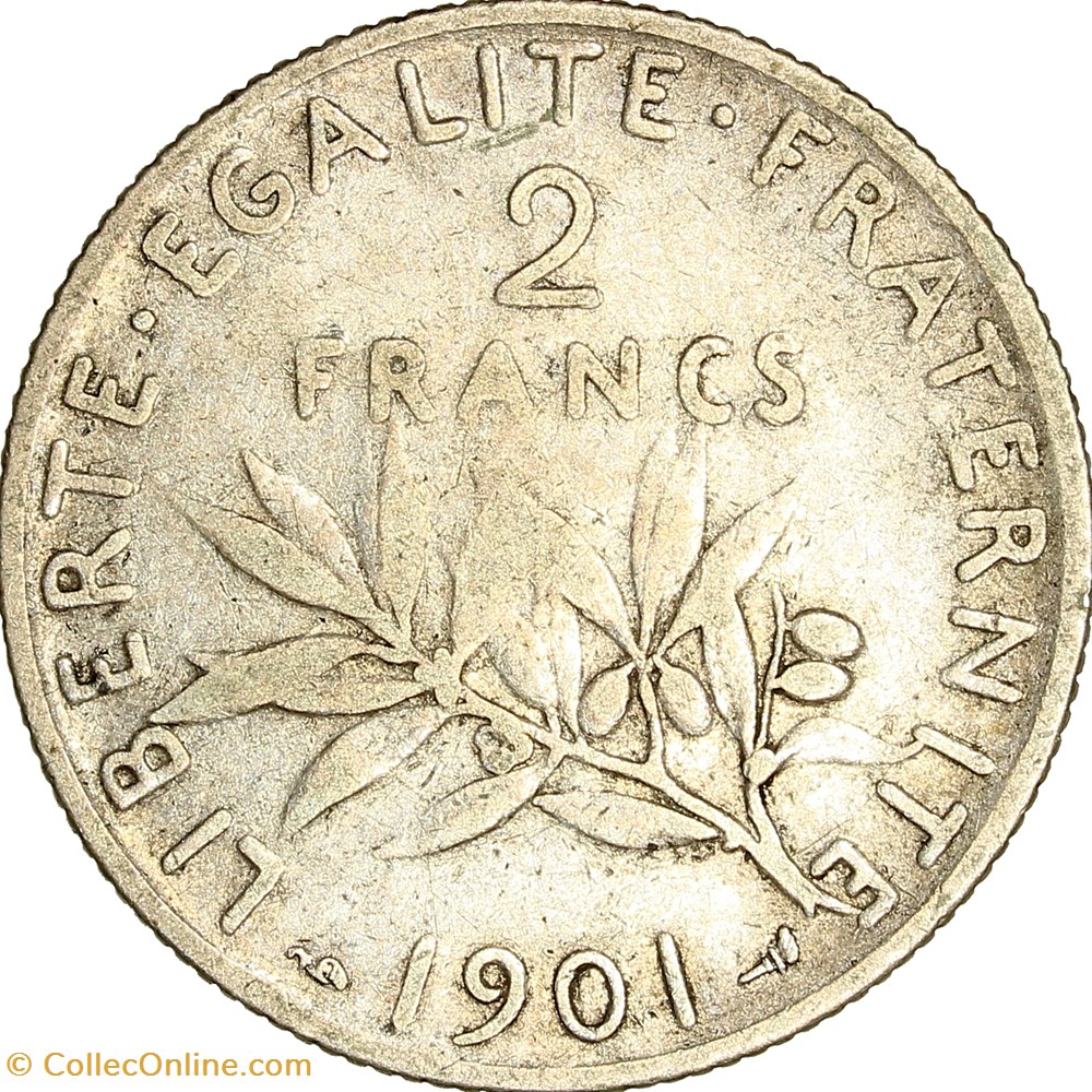 2 francs Semeuse, IIIe République, 1901 monnaies monde france 2 francs semeuse iiie republique 1901