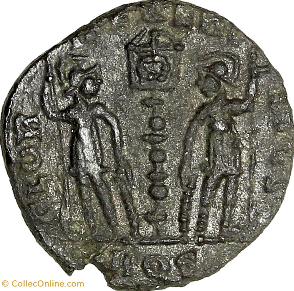 Centenionalis de Constans, Gloria Exercitus 1 enseigne, 337-340, Aquilée monnaies antiques romaines imperiales et republicaines centenionalis de constans gloria exercitus 1 enseigne 337 340 aquilee