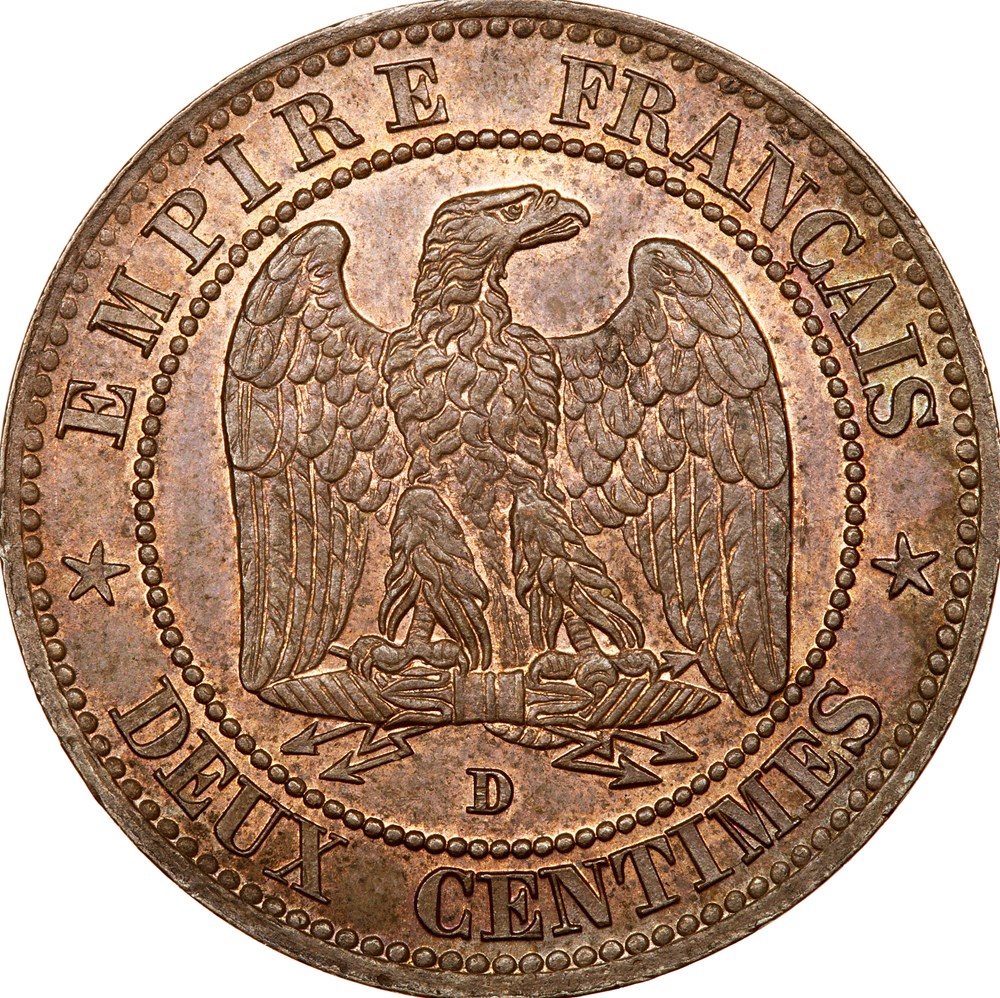 monnaies monde france deux centimes tete nue napoleon iii 1853 petit d lyon