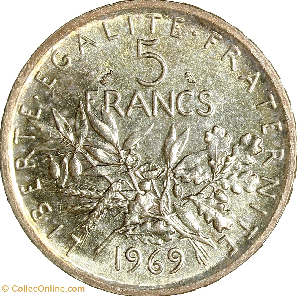 5 francs Semeuse, 1969 monnaies monde france 5 francs semeuse 1969