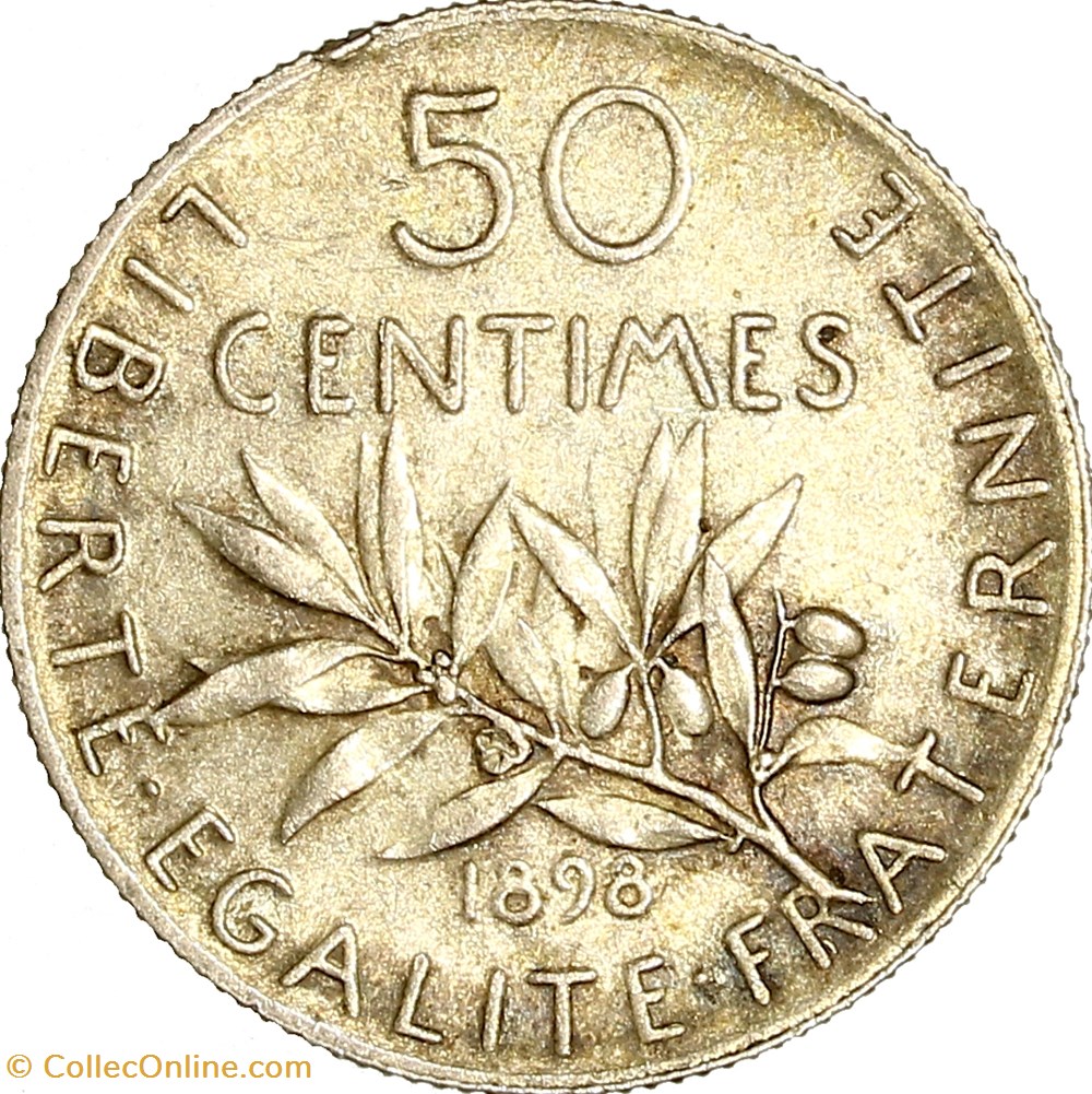 50 centimes Semeuse, IIIe République, 1898 monnaies monde france 50 centimes semeuse iiie republique 1898