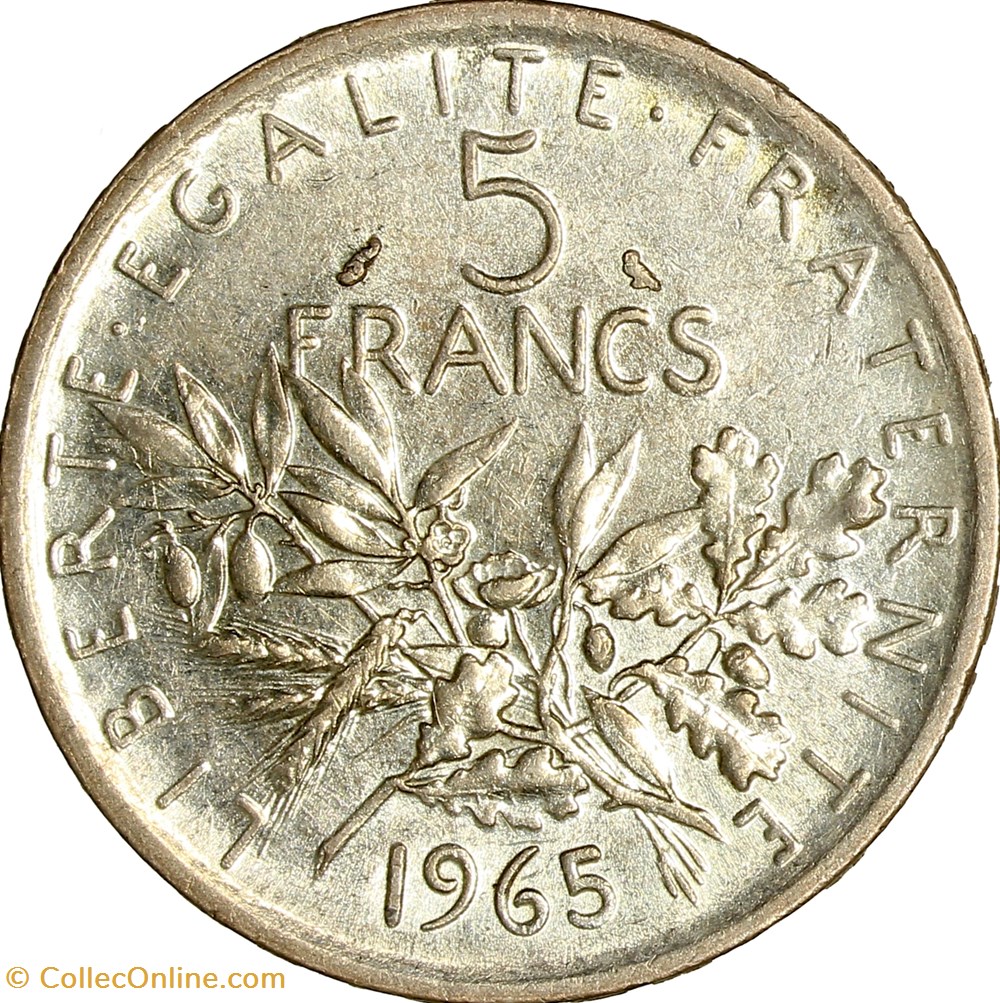 5 francs Semeuse, 1965 monnaies monde france 5 francs semeuse 1965