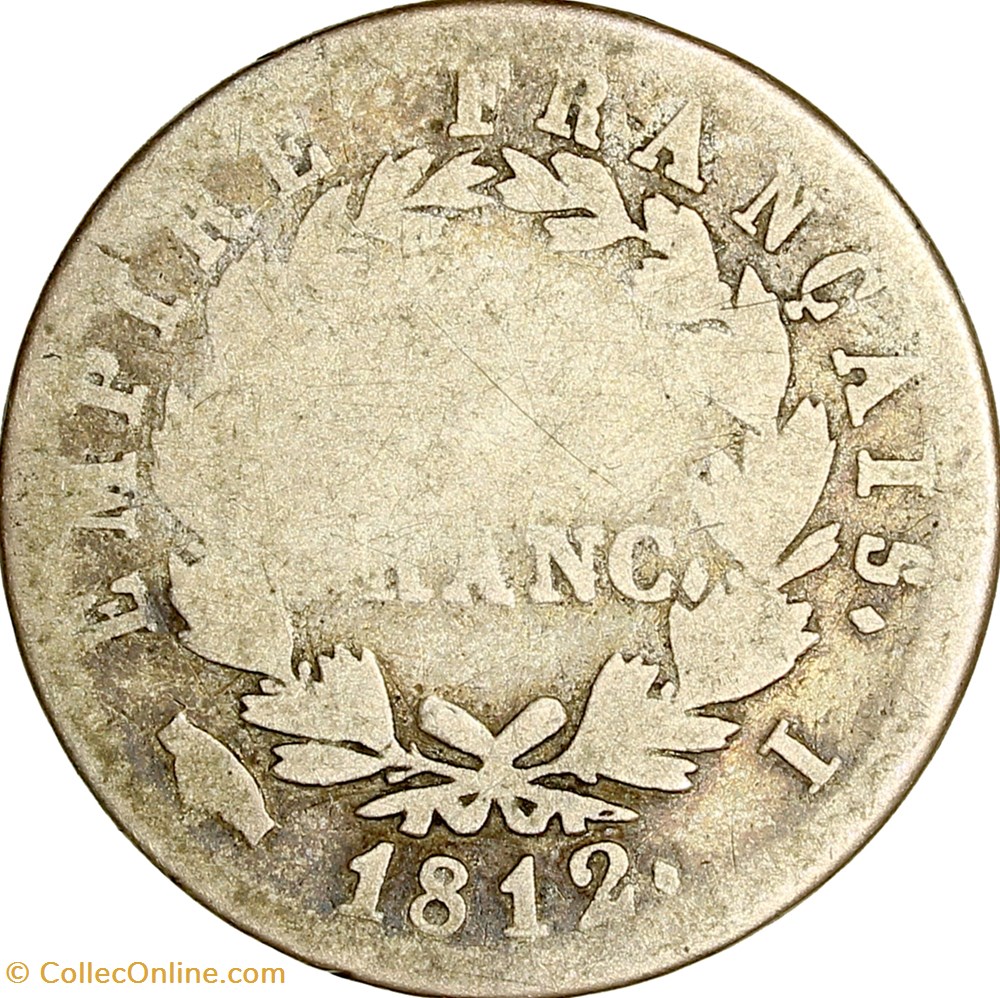 1 franc, tête laurée, Empire, Napoléon Ier, 1812, Limoges monnaies monde france 1 franc tete lauree empire napoleon ier 1812 limoges