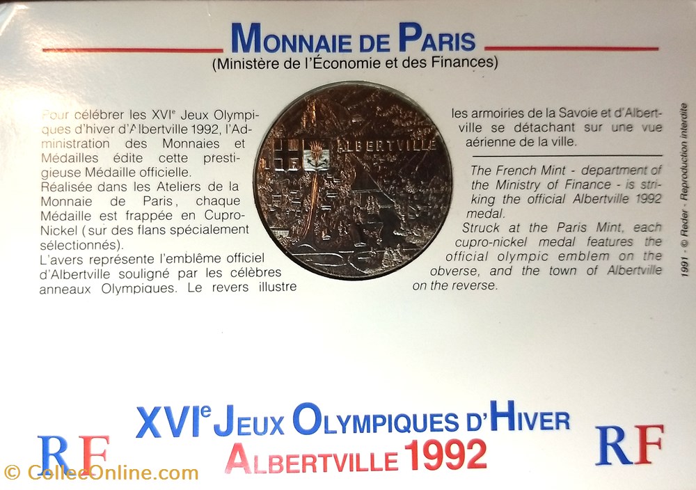 medailles france medaille des jeux olympiques albertville 1991