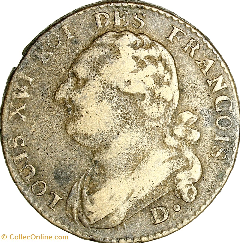 12 deniers au faisceau type François, Louis XVI, 1792, an 4, Dijon monnaies monde france 12 deniers au faisceau type francois louis xvi 1792 an 4 dijon