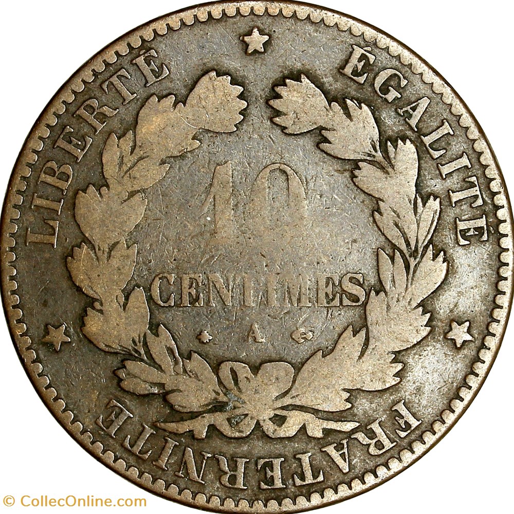 10 centimes Cérès, IIIe République, 1873, Paris monnaies monde france 10 centimes ceres iiie republique 1873 paris