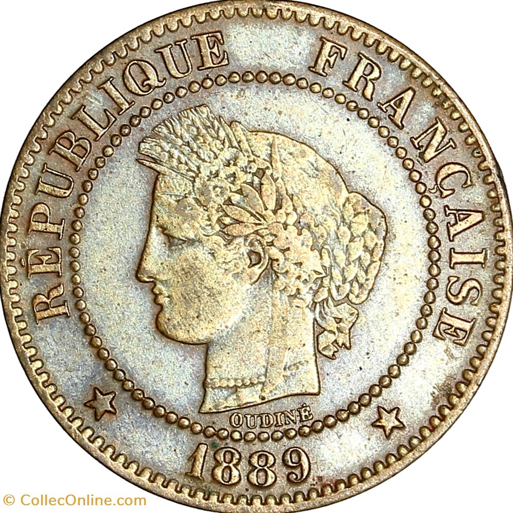 2 centimes Cérès, IIIe République, 1889, Paris monnaies monde france 2 centimes ceres iiie republique 1889 paris