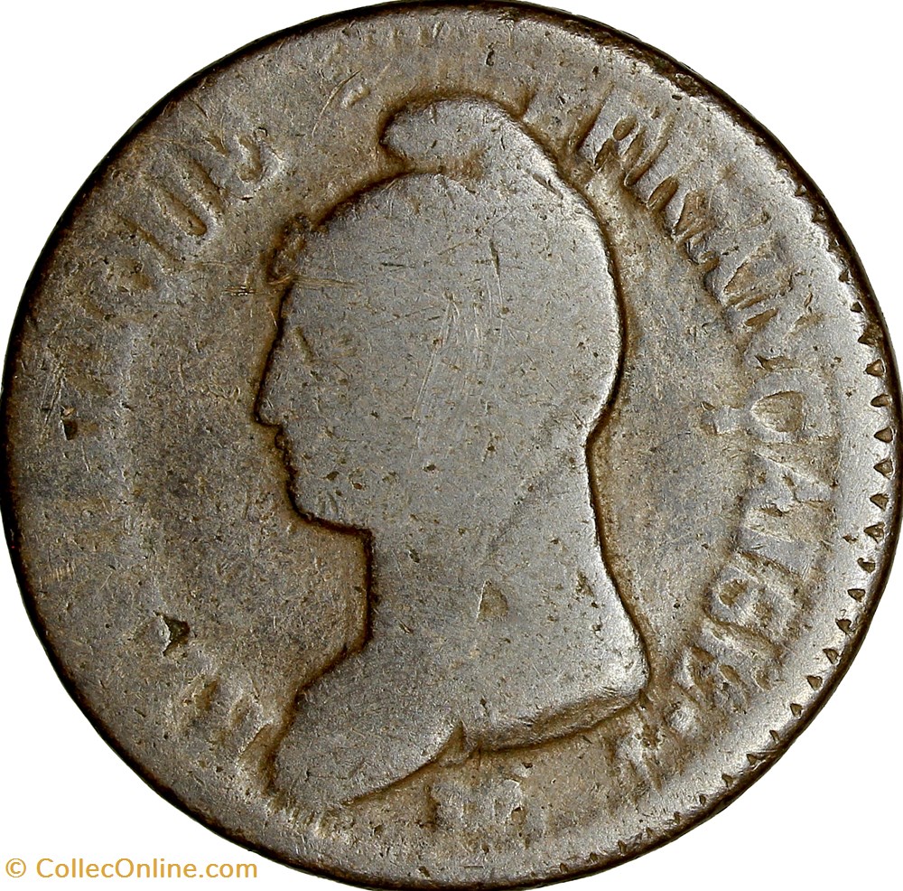 Un décime Dupré, grand module, Consulat, an 8, Metz, coins choqués monnaies monde france un decime dupre grand module consulat an 8 metz coins choques