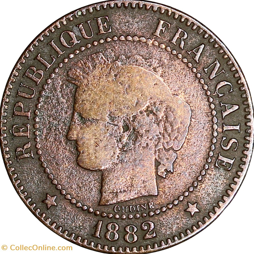 2 centimes Cérès, IIIe République, 1882, Paris monnaies monde france 2 centimes ceres iiie republique 1882 paris