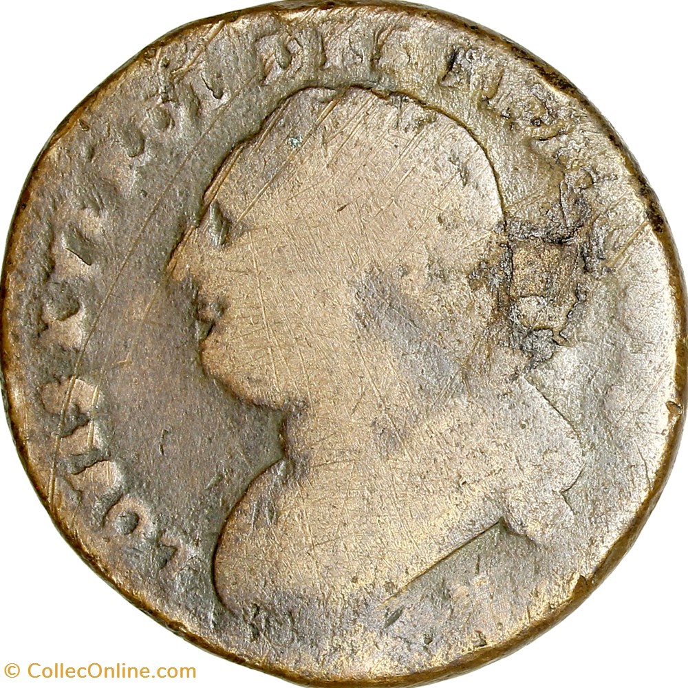 12 deniers au faisceau type François, Louis XVI, 1792, an 4, Montpellier monnaies monde france 12 deniers au faisceau type francois louis xvi 1792 an 4 montpellier