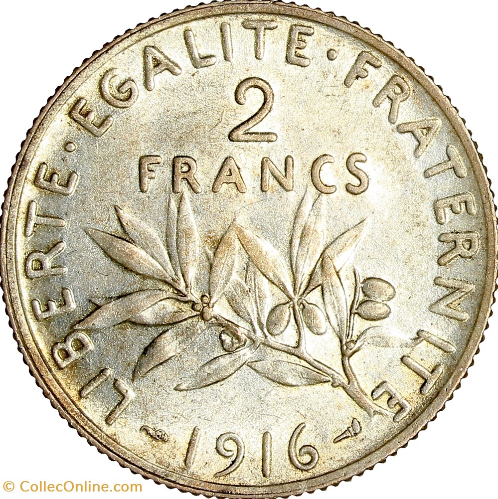 2 francs Semeuse, IIIe République, 1916 monnaies monde france 2 francs semeuse iiie republique 1916