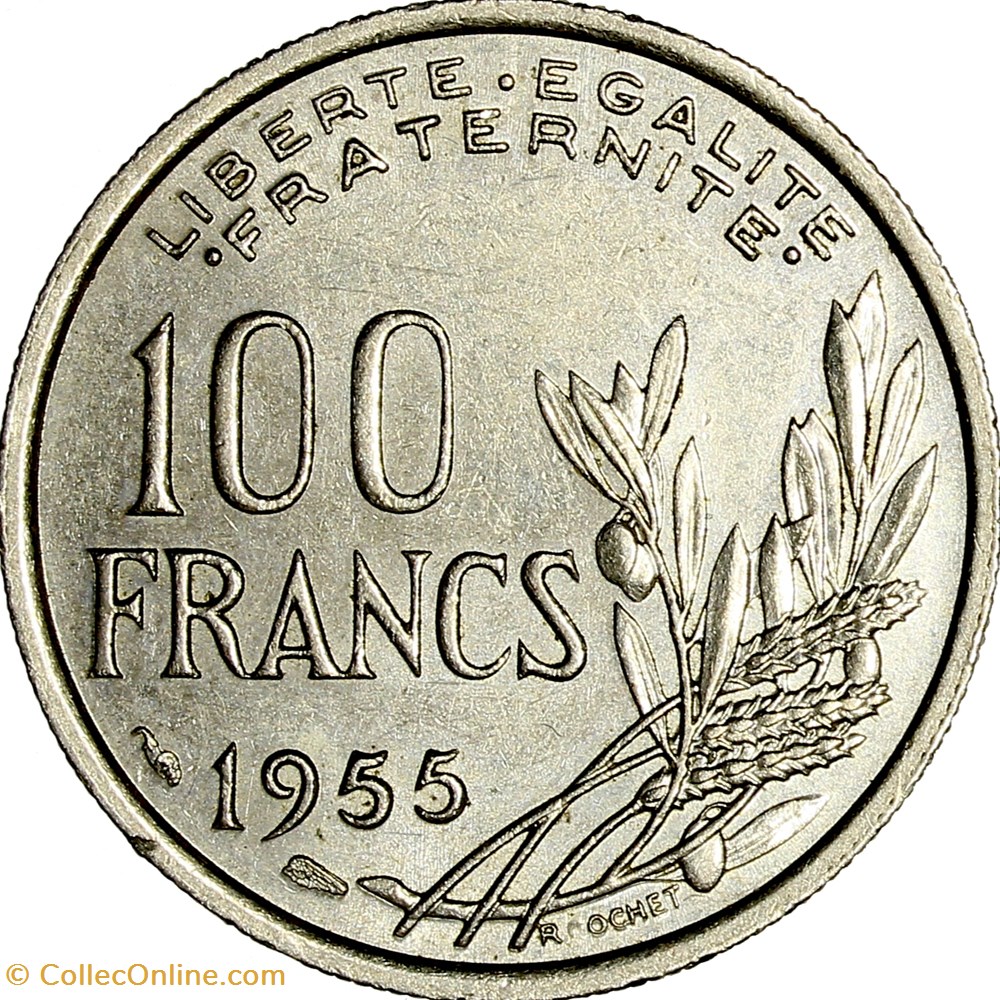 monnaies france modernes 100 francs cochet ive republique 1955 ruban large
