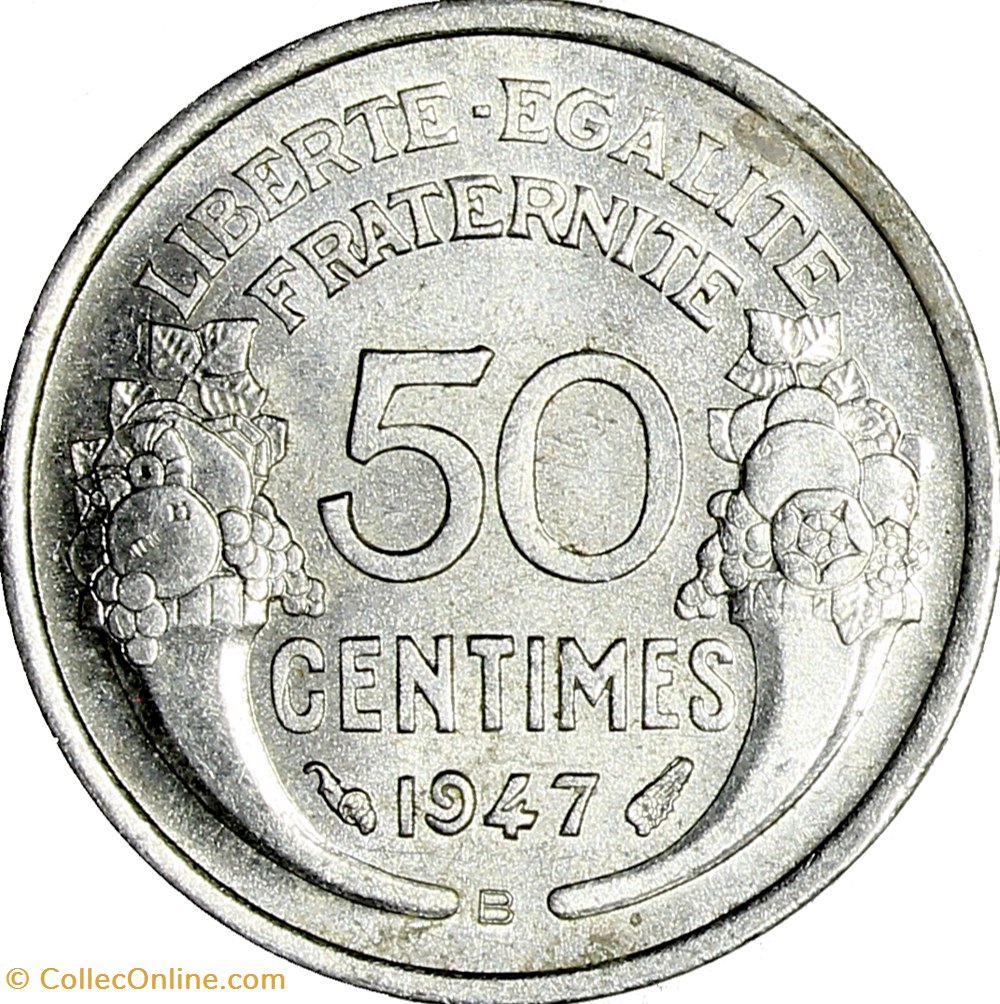 50 centimes Morlon, légère, IVe République, 1947, Beaumont-le-Roger monnaies monde france 50 centimes morlon legere ive republique 1947 beaumont le roger