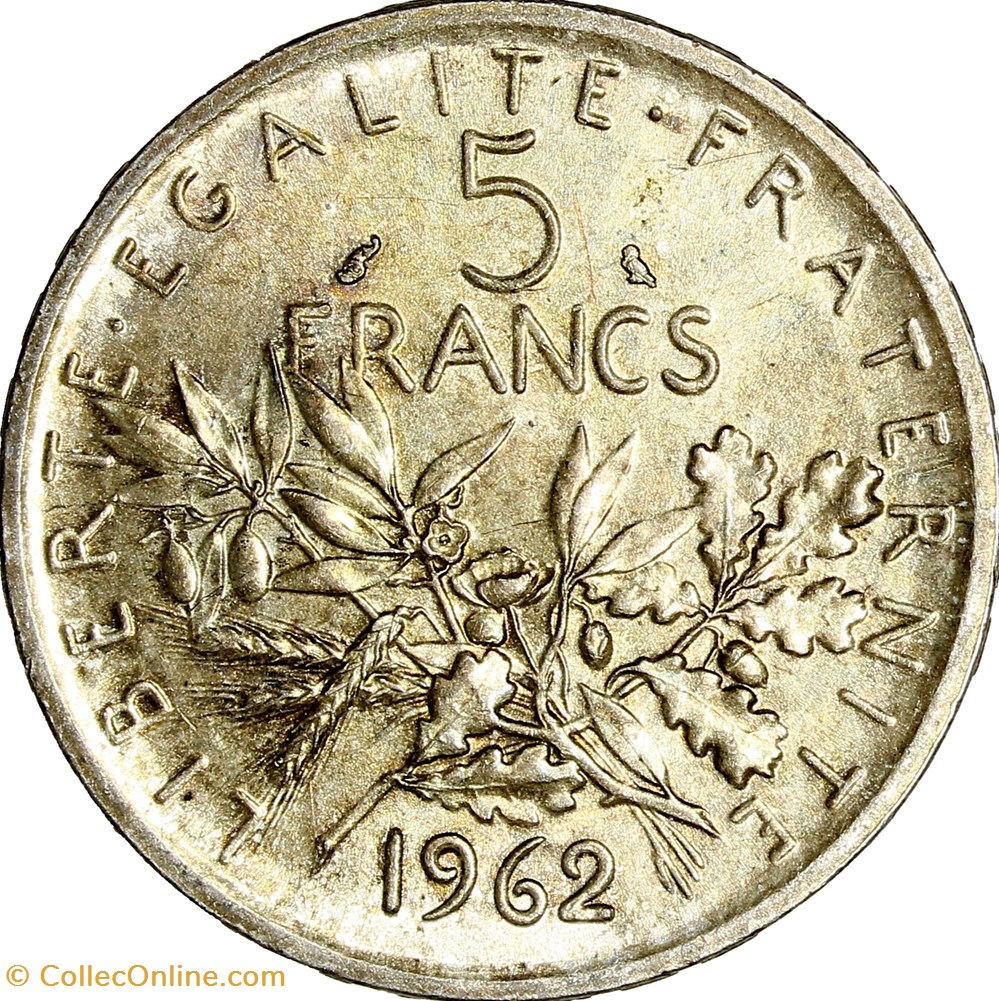 monnaies monde france 5 francs semeuse 1962