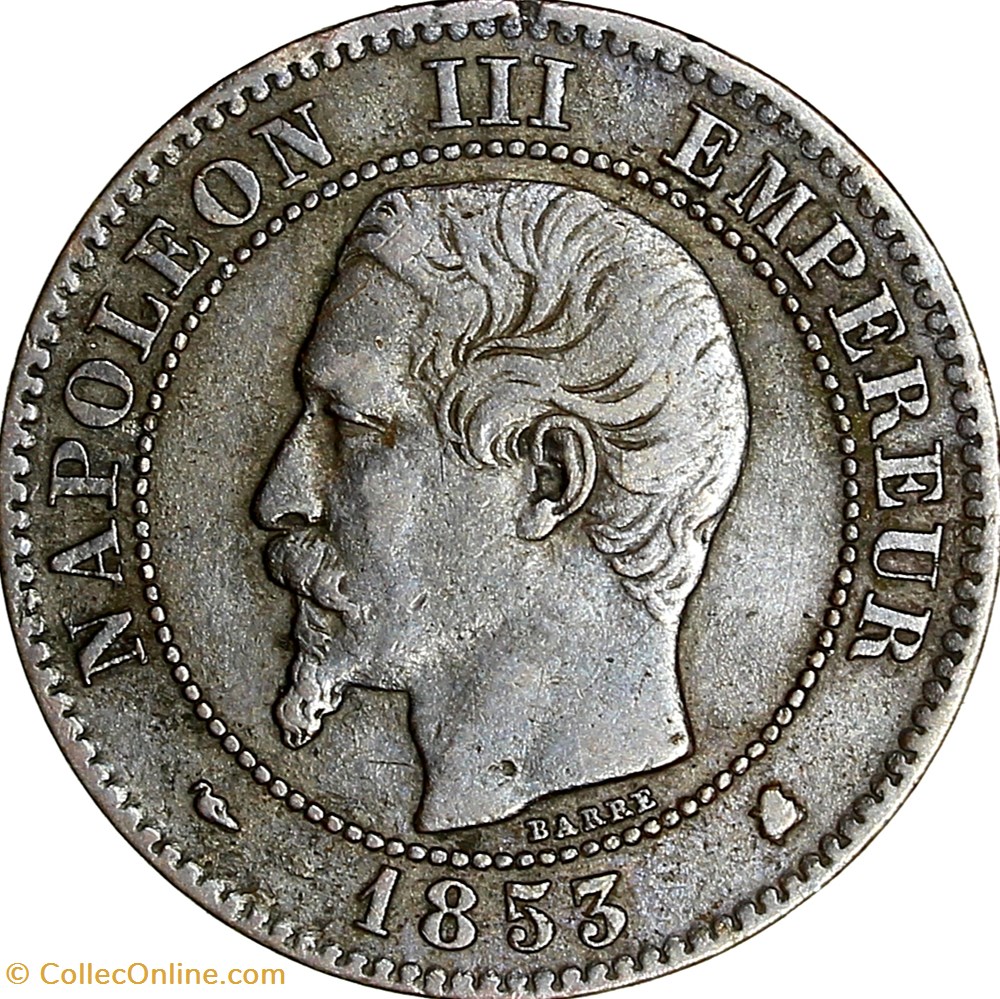 monnaies monde france deux centimes tete nue napoleon iii 1853 bordeaux