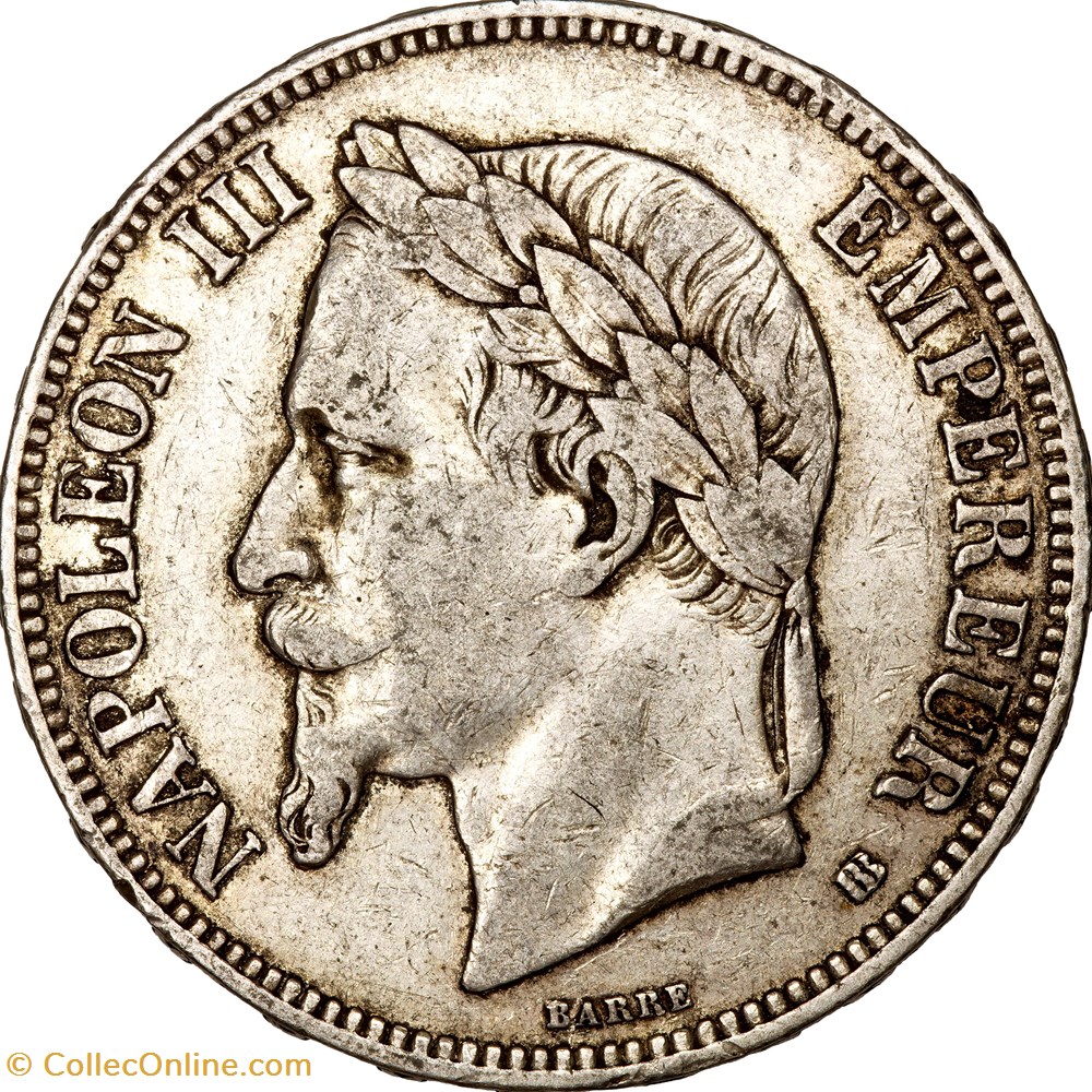 5 francs, tête laurée, Napoléon III, 1870, Strasbourg monnaies monde france 5 francs tete lauree napoleon iii 1870 strasbourg