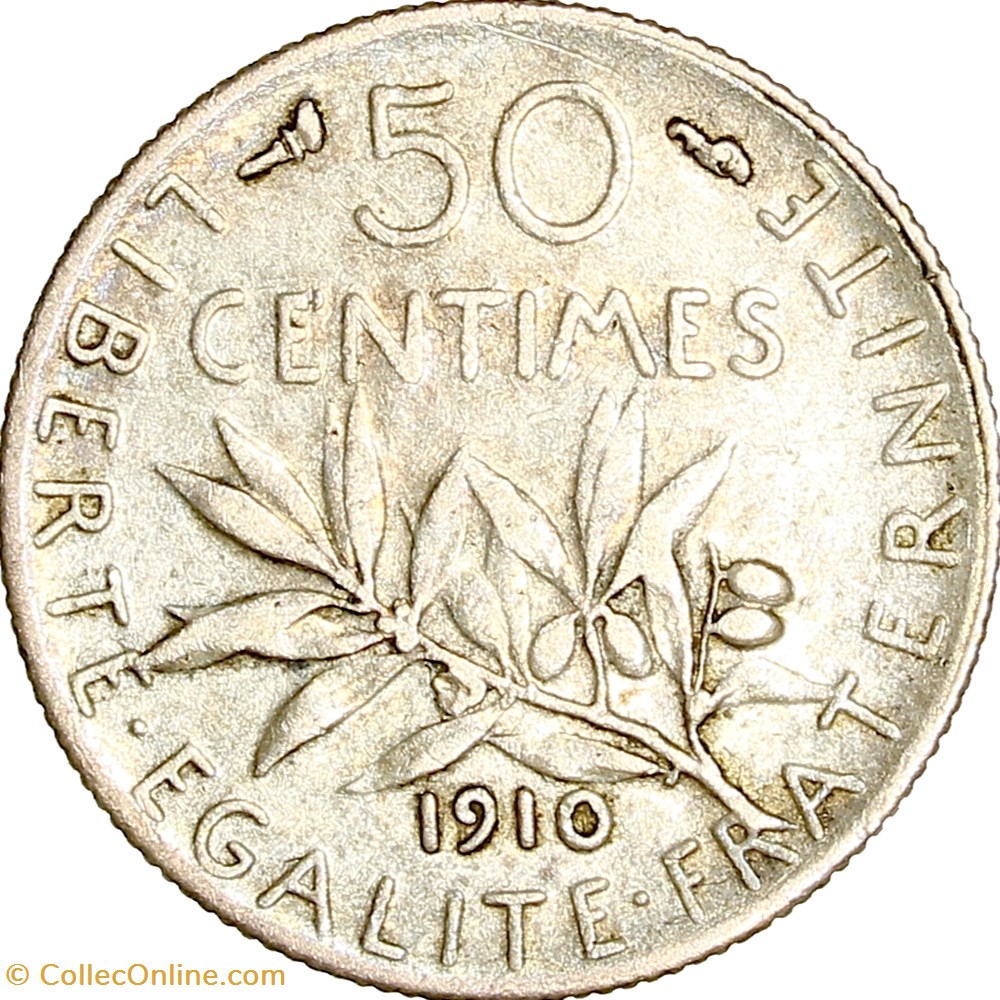 monnaies monde france 50 centimes semeuse iiie republique 1910