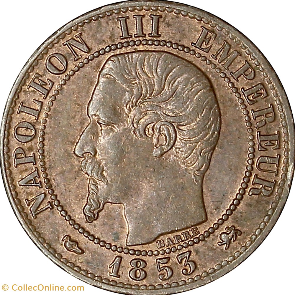 Un centime, tête nue, Napoléon III, 1853, Lyon monnaies monde france un centime tete nue napoleon iii 1853 lyon