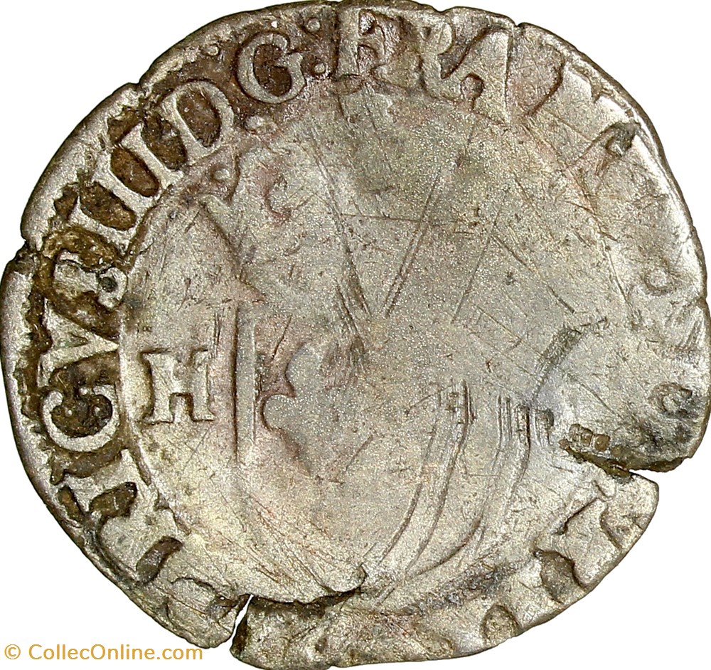 Douzain aux deux H, Henri III, 1588, Lyon monnaies europe medievale france royales douzain aux deux h henri iii 1588 lyon