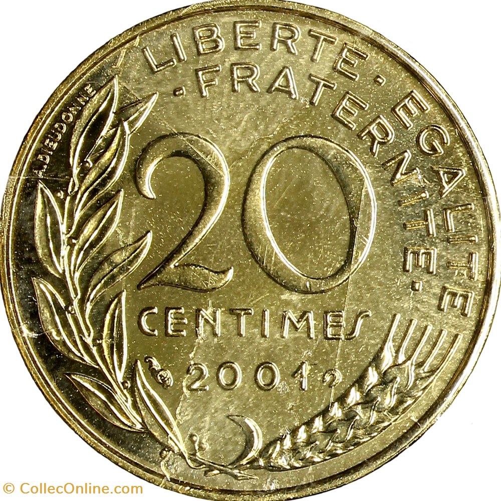 monnaies monde france 20 centimes marianne bu 2001