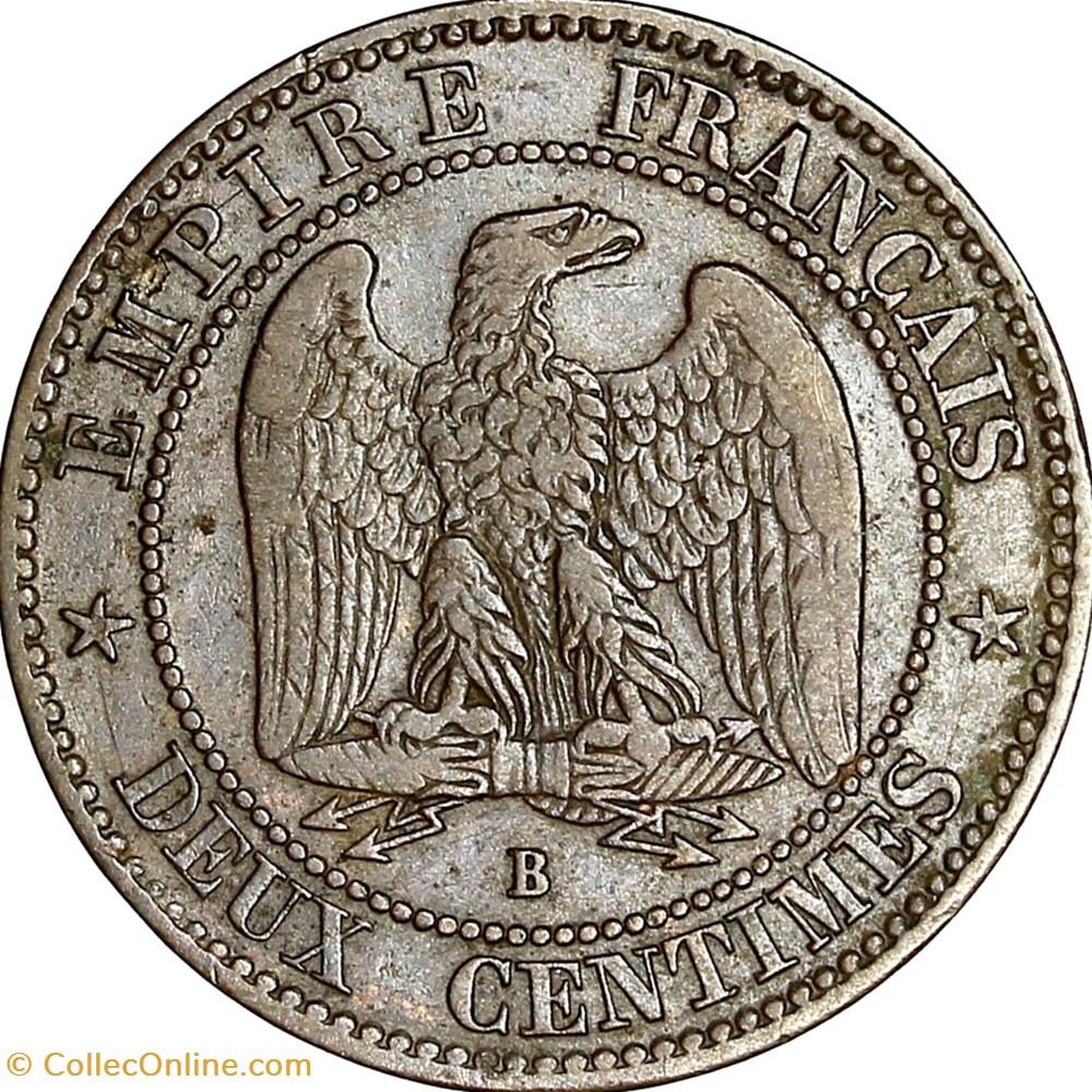Deux centimes, tête nue, Napoléon III, 1854, Rouen monnaies monde france deux centimes tete nue napoleon iii 1854 rouen