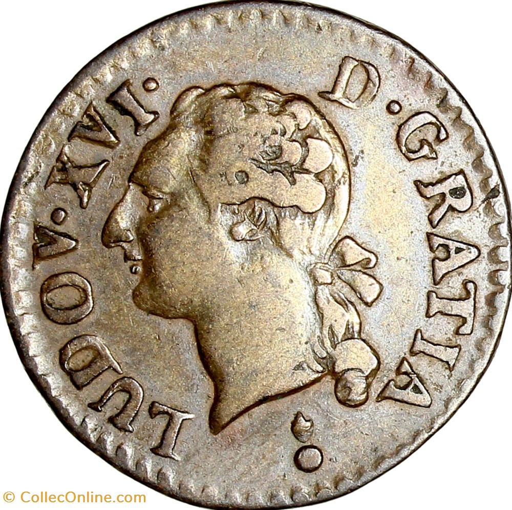 Liard à l'écu, Louis XVI, 1786, Metz monnaies europe medievale france royales liard a ecu louis xvi 1786 metz