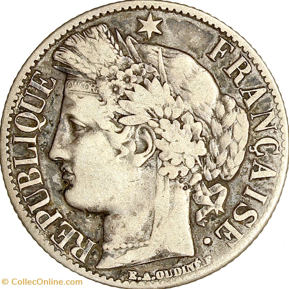 1 franc Cérès, IIIe République, 1871, Bordeaux monnaies monde france 1 franc ceres iiie republique 1871 bordeaux