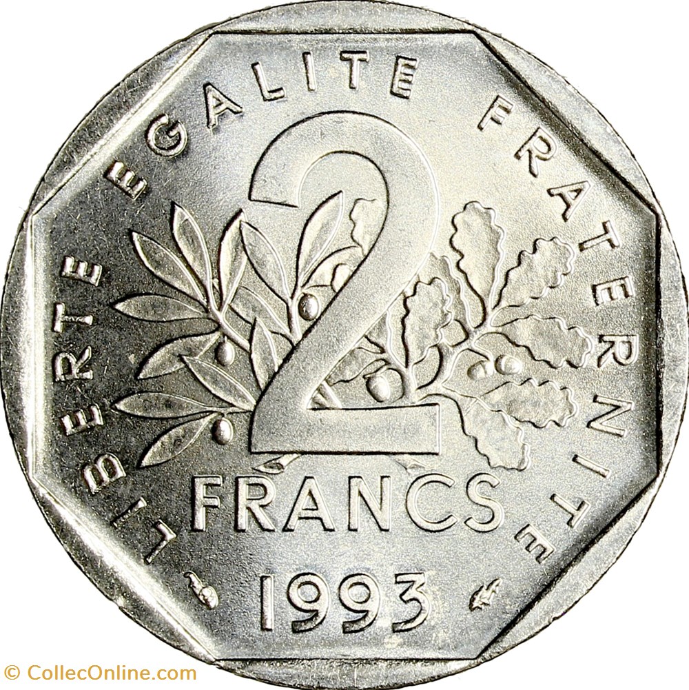 monnaies monde france 2 francs semeuse nickel 1993