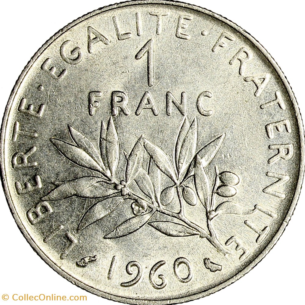 1 franc Semeuse, nickel, 1960, gros 0 monnaies monde france 1 franc semeuse nickel 1960 gros 0