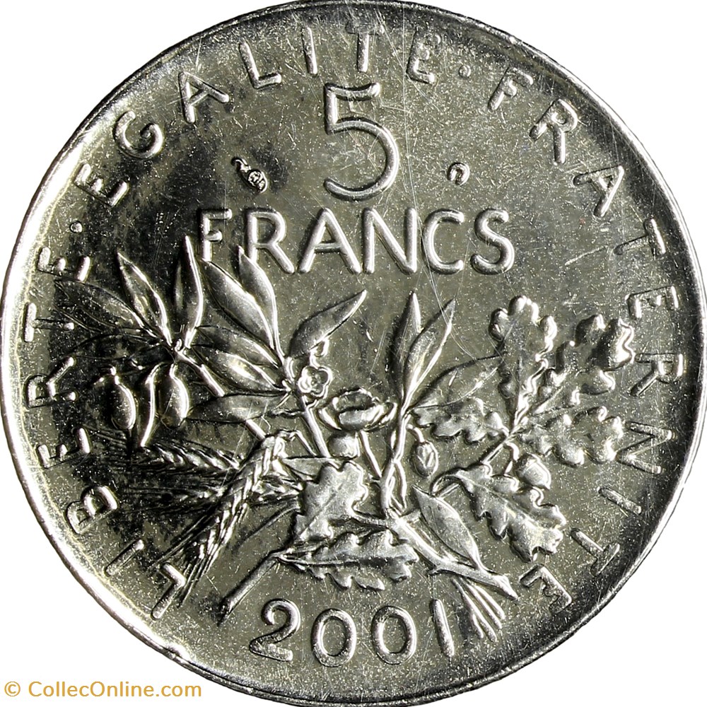 monnaies monde france 5 francs semeuse nickel bu 2001