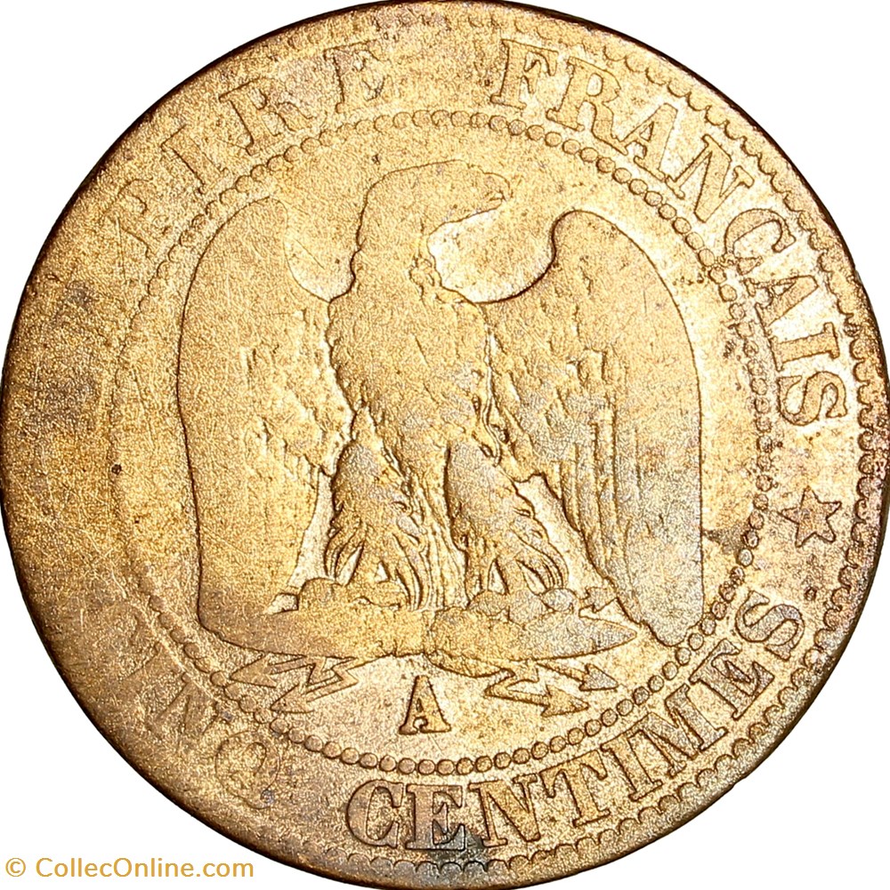 monnaies monde france cinq centimes tete lauree napoleon iii 1865 paris
