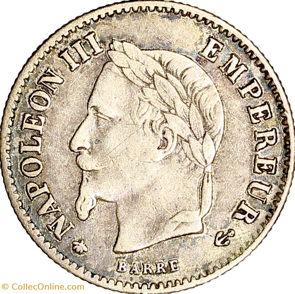 20 centimes Napoléon III, tête laurée, grand module, Napoléon III, 1868, Paris monnaies monde france 20 centimes napoleon iii tete lauree grand module napoleon iii 1868 paris