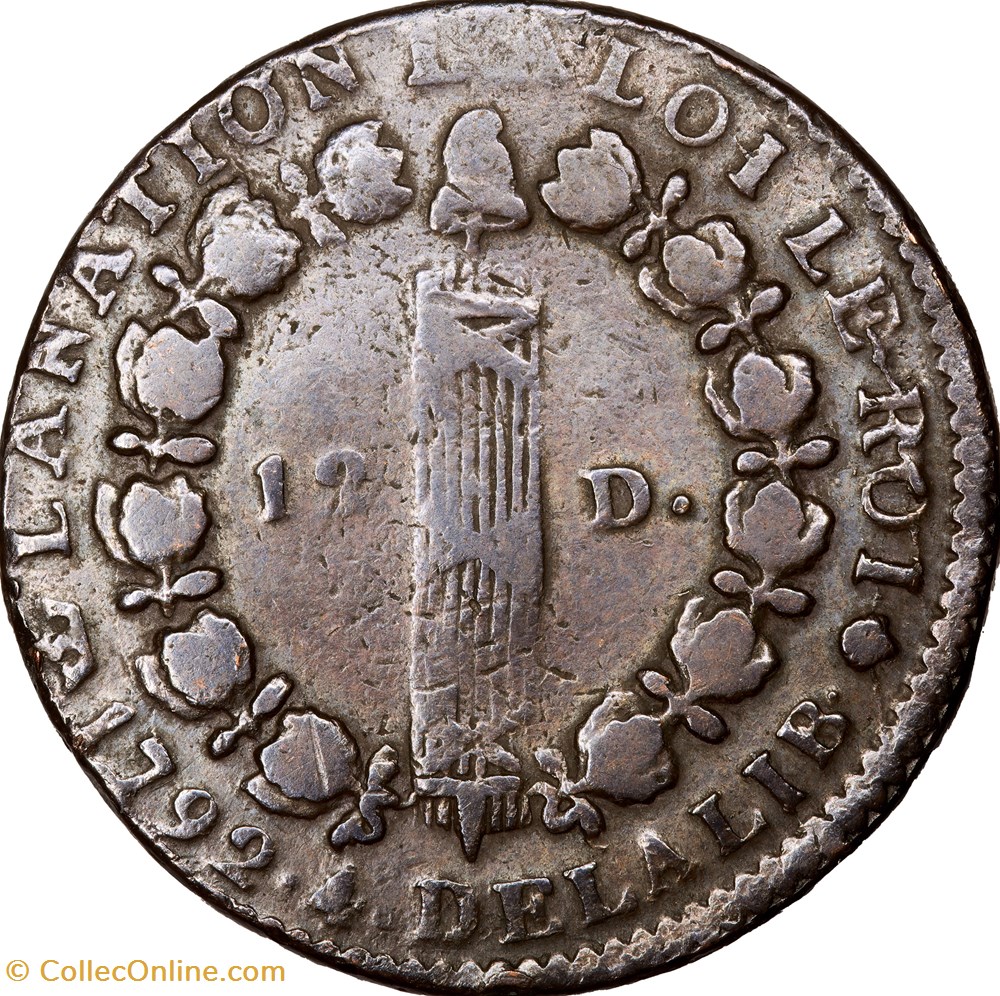 monnaies monde france 12 deniers au faisceau type francois louis xvi 1792 an 4 toulouse