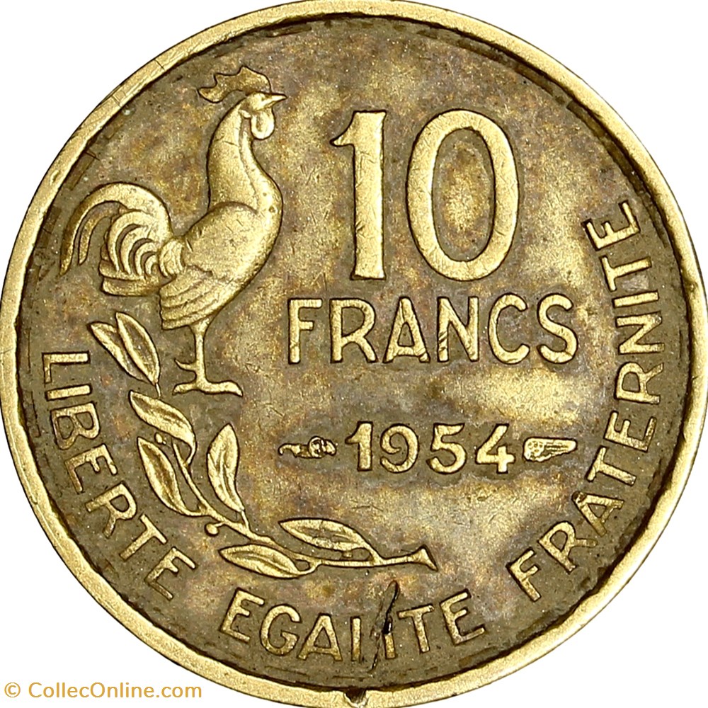 monnaies france modernes 10 francs guiraud ive republique 1954