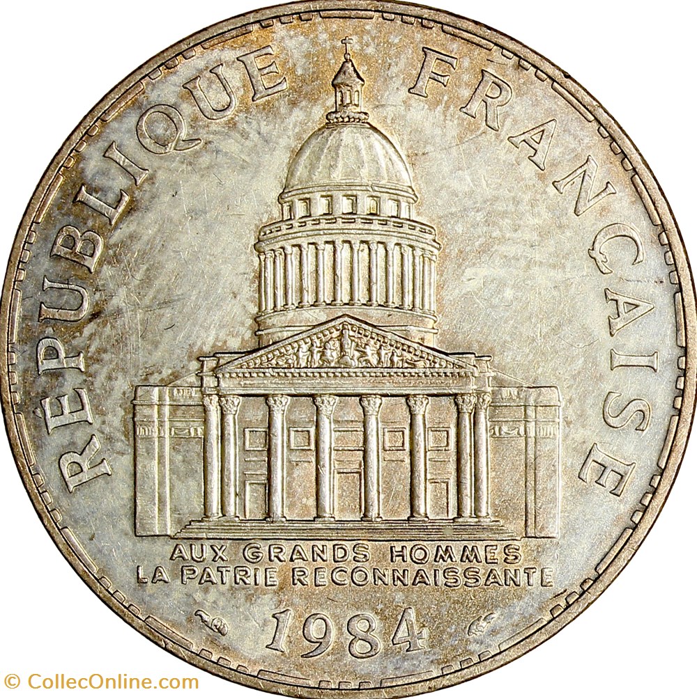 monnaies monde france 100 francs pantheon 1984