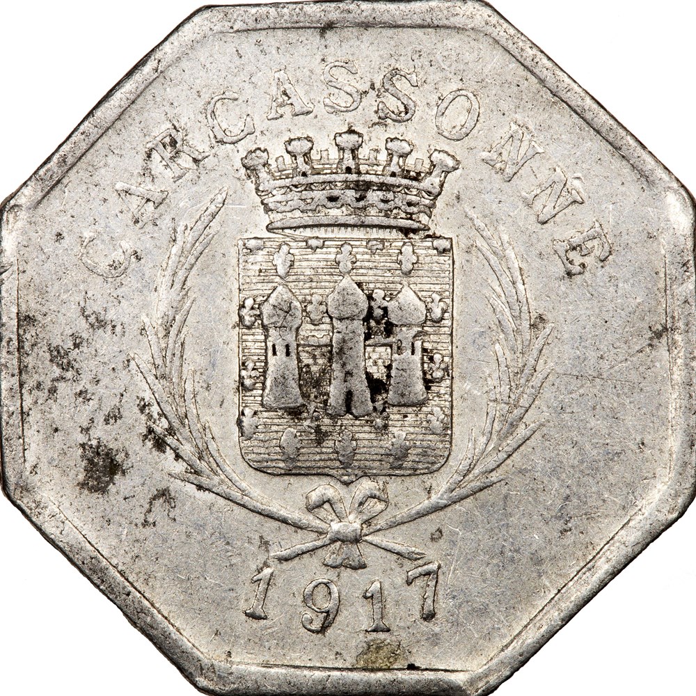 25 centimes, Union des Commerçants de Carcassonne, 1917 monnaies monde france 25 centimes union des commercants de carcassonne 1917