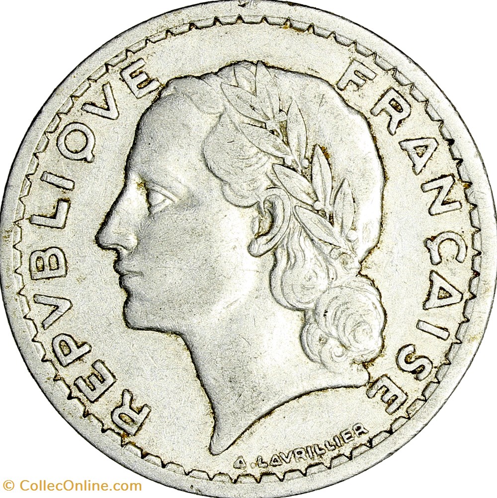 monnaies monde france 5 francs lavrillier aluminium gprf 1945 castelsarrasin