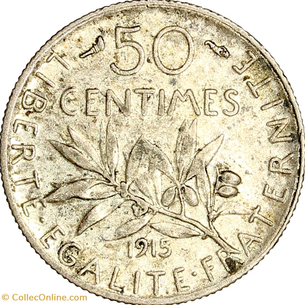 50 centimes Semeuse, IIIe République, 1915 monnaies monde france 50 centimes semeuse iiie republique 1915