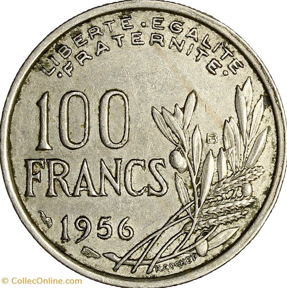 monnaies monde france 100 francs cochet ive republique 1956 beaumont le roger