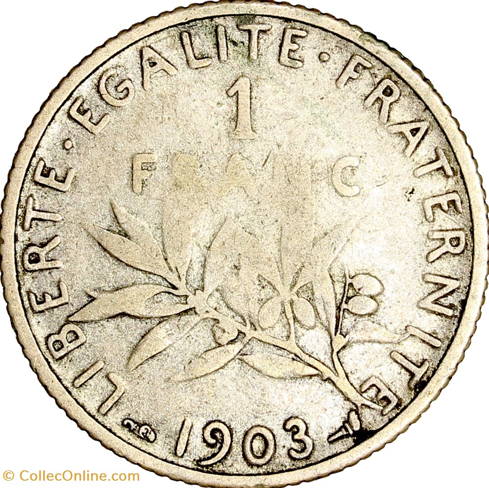 1 franc Semeuse, IIIe République, 1903 monnaies monde france 1 franc semeuse iiie republique 1903