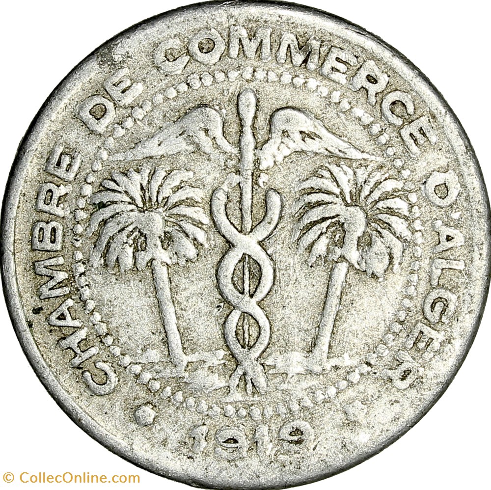 5 centimes, Chambre de Commerce d'Alger, 1919 monnaies monde france 5 centimes chambre de commerce alger 1919