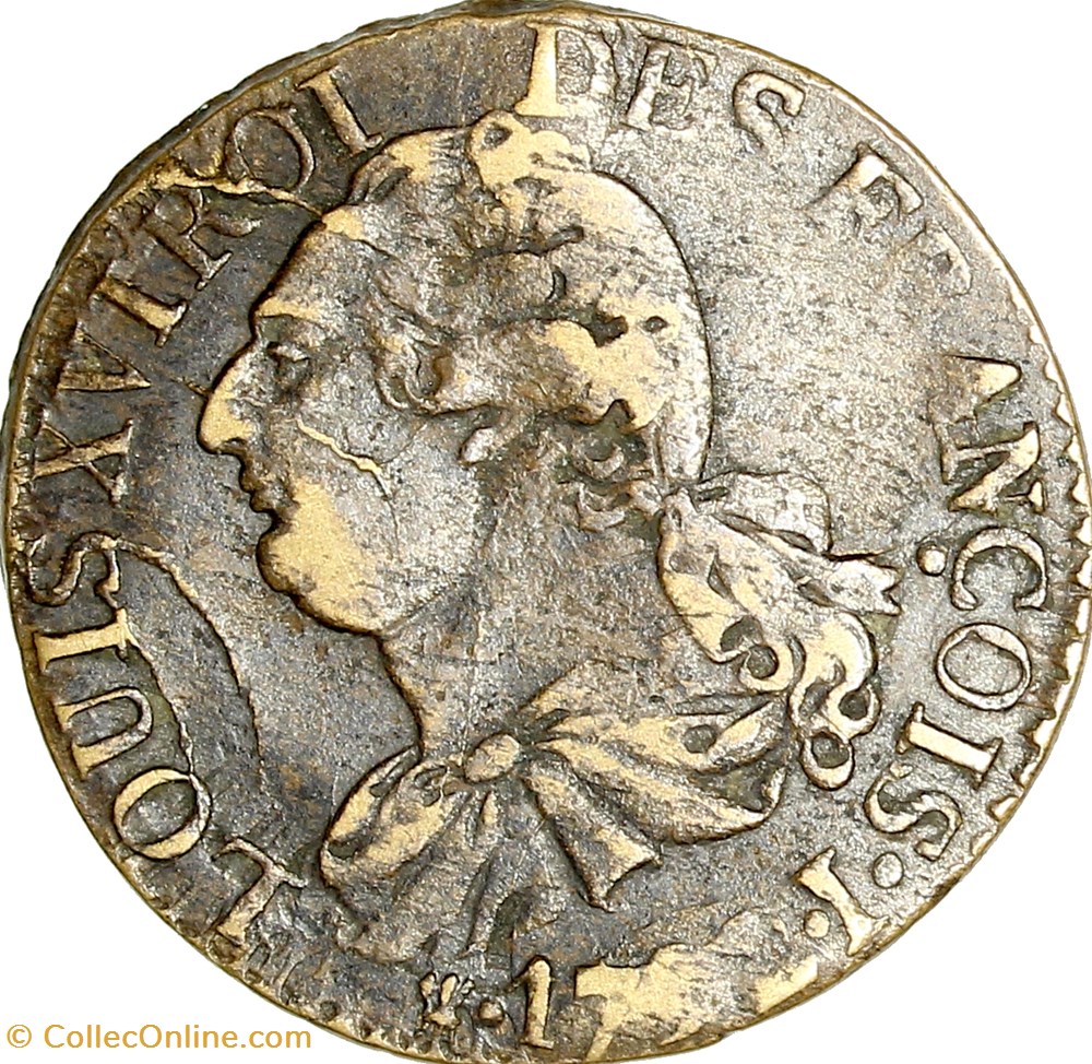 3 deniers au faisceau, type François, Louis XVI, 1792, an 4, Limoges, var. laiton monnaies monde france 3 deniers au faisceau type francois louis xvi 1792 an 4 limoges var laiton