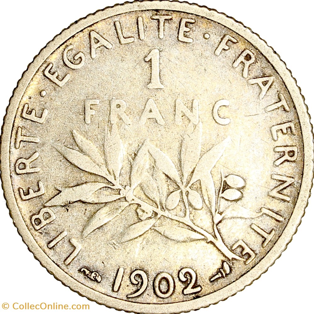 monnaies monde france 1 franc semeuse iiie republique 1902